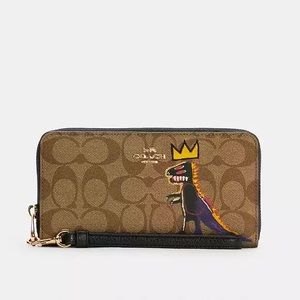 Coach X Jean Michel Basquiat Long Zip Around Wallet in Signature Canvas NWT